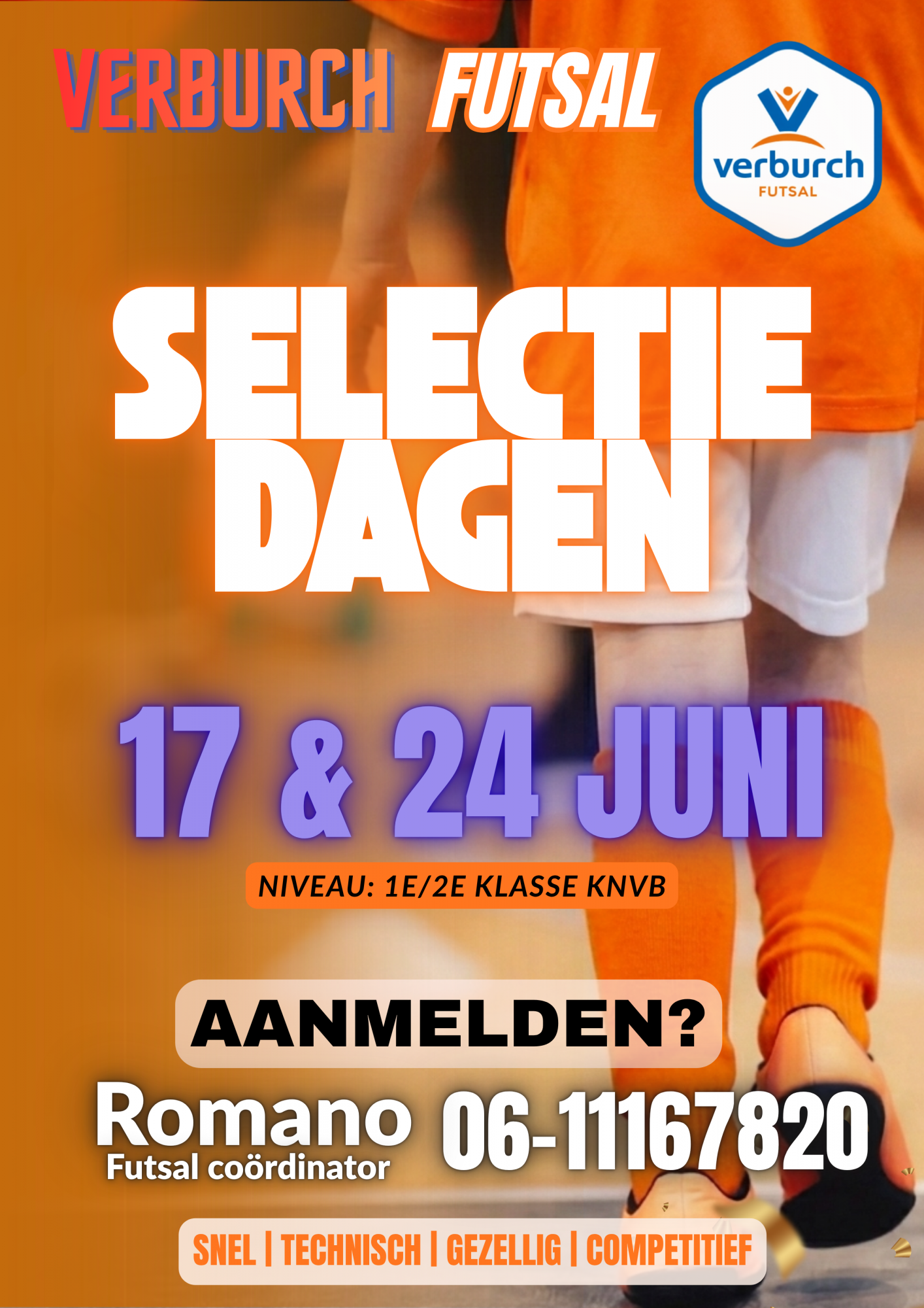 Selectiedagen Verburch Futsal: 17 en 24 juni